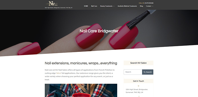 Nail care page at NV Salon